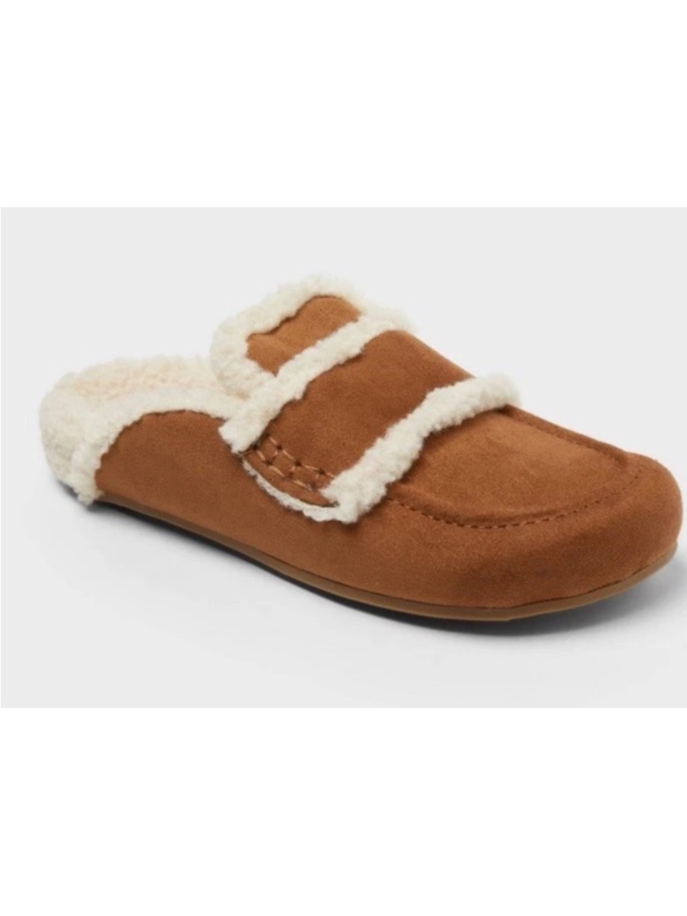Kids Faux-Suede Slip-On Clog with Sherpa Lining - Chestnut
